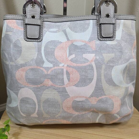 Coach Soho Signature Optic Linen North South Tote with Matching Wallet - Picture 6 of 16